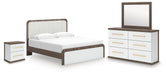 Kendanport - 4 Pc. - King Platform Bed, Dresser, Mirror And Nightstand - Brown / White – 4 Piece Bedroom Sets by Signature Design by Ashley® at Furniture Wholesale Plus , Nashville furniture store