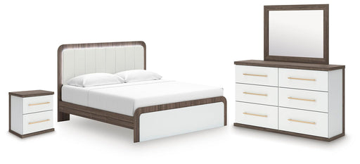 Kendanport - 4 Pc. - King Platform Bed, Dresser, Mirror And Nightstand - Brown / White – 4 Piece Bedroom Sets by Signature Design by Ashley® at Furniture Wholesale Plus , Nashville furniture store