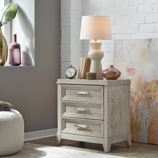 Belmar - 3 Drawer Nightstand - Washed Taupe – Accent Nightstands by Liberty Furniture at Furniture Wholesale Plus , Nashville furniture store
