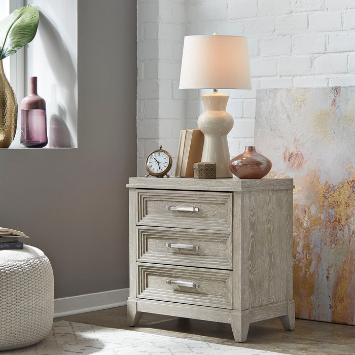 Belmar - 3 Drawer Nightstand - Washed Taupe – Accent Nightstands by Liberty Furniture at Furniture Wholesale Plus , Nashville furniture store