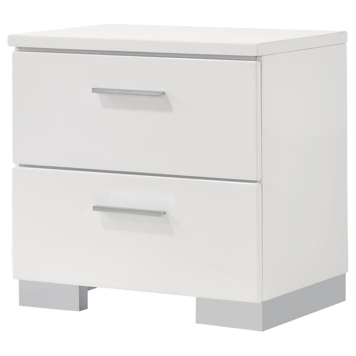 Felicity - 2-Drawer Nightstand - White High Gloss – Accent Nightstands by CoasterEssence at Furniture Wholesale Plus , Nashville furniture store