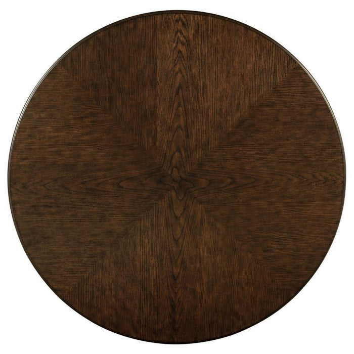 Landon - Round Wood Pedestal Dining Table - Rich Brown – Dining Tables by Coaster Fine Furniture at Furniture Wholesale Plus , Nashville furniture store