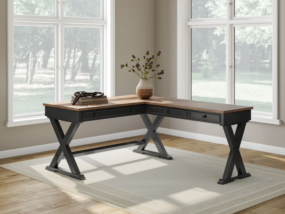 Wildenauer - Home Office Desk And Return - Brown / Black – Corner Desks by Signature Design by Ashley® at Furniture Wholesale Plus , Nashville furniture store