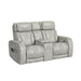 Prime Time - P3 Loveseat With Console, 7 Colors Led, Cup Holders And Wireless Charger Controller - Leather Gel Light Gray – Reclining Loveseats by Elements International at Furniture Wholesale Plus , Nashville furniture store