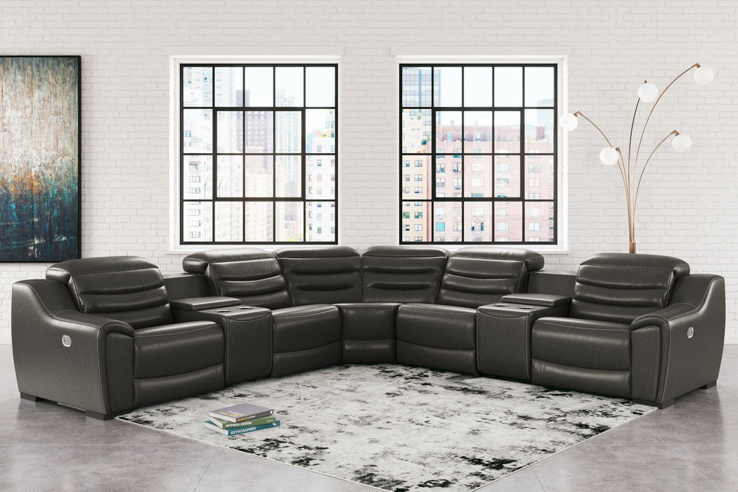 Center Line - Power Recliner Sectional – Reclining Sectionals by Signature Design by Ashley® at Furniture Wholesale Plus , Nashville furniture store