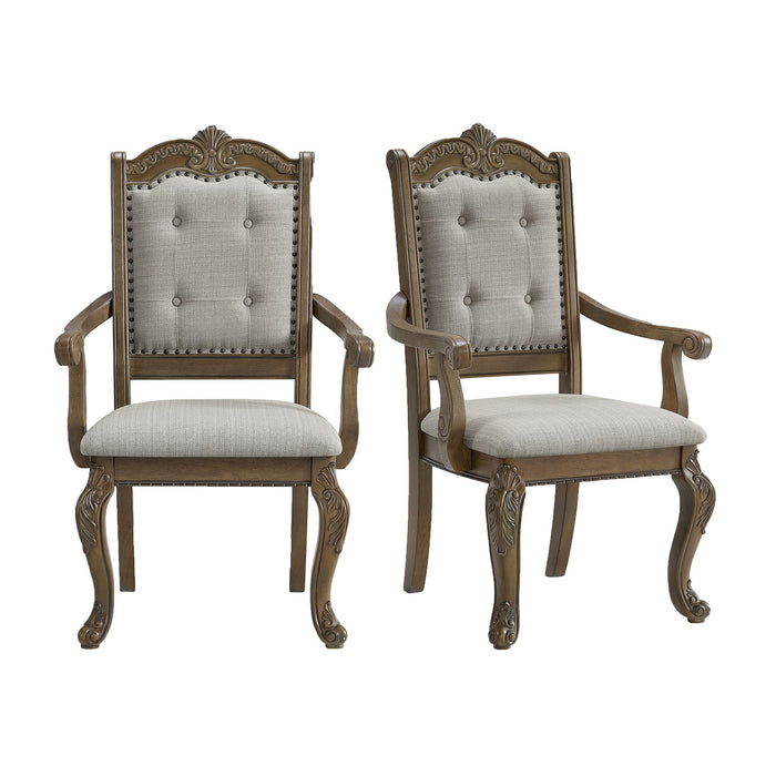 Madison Park - Dining Arm Chair (Set of 2) - Walnut / Beige – Chair Sets by Elements International at Furniture Wholesale Plus , Nashville furniture store