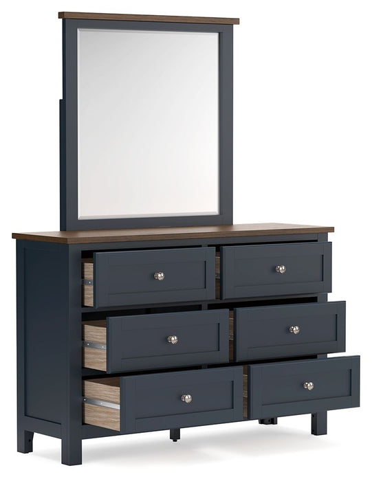 Landocken - Dresser and Mirror - Brown / Blue – Dresser & Mirror by Signature Design by Ashley® at Furniture Wholesale Plus , Nashville furniture store