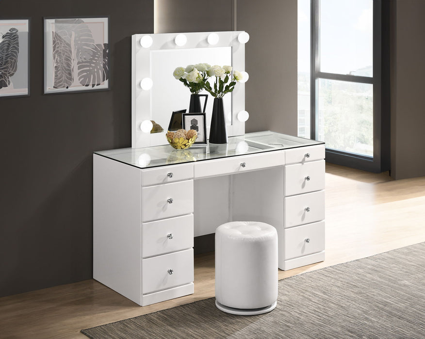 Avery - Vanity Set (With LED Luxo Mirror) - White – Vanity Sets by Crown Mark at Furniture Wholesale Plus , Nashville furniture store