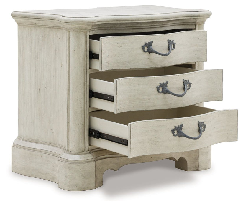 Arlendyne - Three Drawer Night Stand - Antique White – Nightstands w/ Charging Stations by Signature Design by Ashley® at Furniture Wholesale Plus , Nashville furniture store