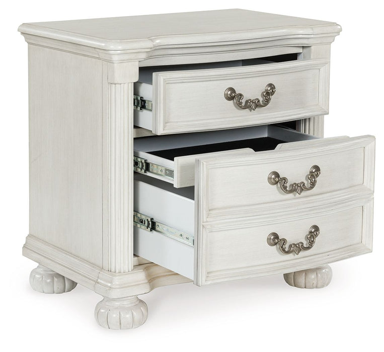 Montelaine - Three Drawer Night Stand - Antique White – Accent Nightstands by Benchcraft® at Furniture Wholesale Plus , Nashville furniture store