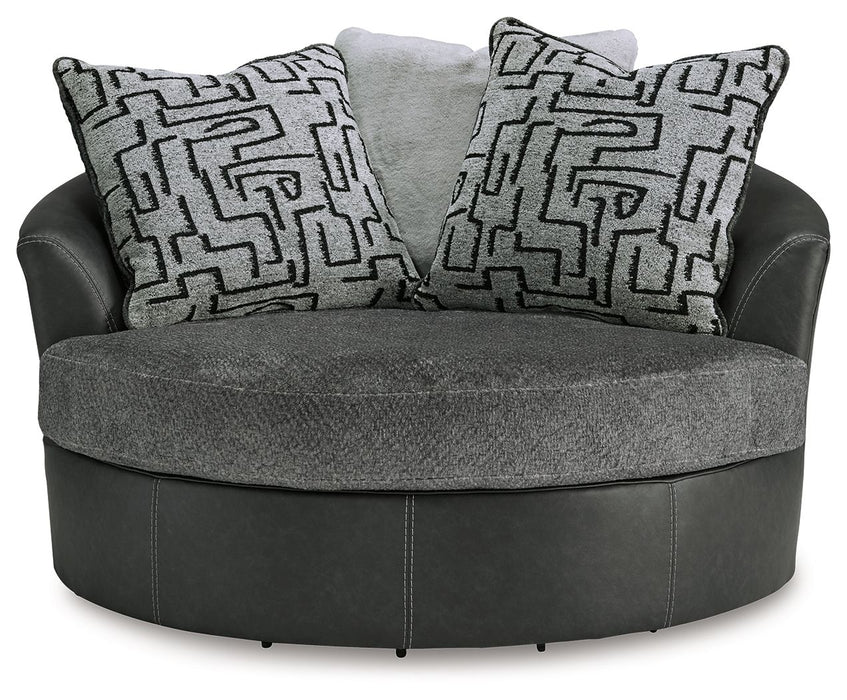 Brixley Pier - Graphite - Oversized Swivel Accent Chair - Premium Swivel Chairs from Benchcraft® - Just $668! Shop now at Furniture Wholesale Plus  We are the best furniture store in Nashville, Hendersonville, Goodlettsville, Madison, Antioch, Mount Juliet, Lebanon, Gallatin, Springfield, Murfreesboro, Franklin, Brentwood