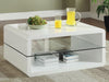 Elana - 1-Shelf Rectangular Coffee Table - White High Gloss – Coffee Tables by CoasterEssence at Furniture Wholesale Plus , Nashville furniture store