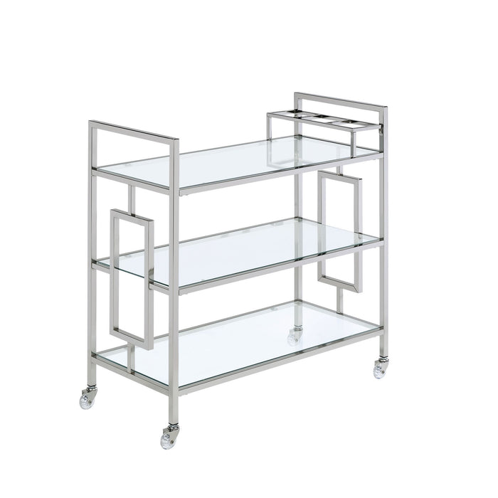 Ezra - Serving Bar Cart - Chrome – Bar Carts by Elements International at Furniture Wholesale Plus , Nashville furniture store