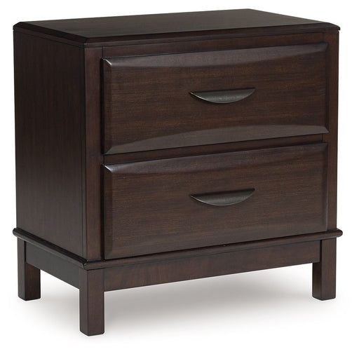Vanmore - Two Drawer Night Stand - Dark Brown – Accent Nightstands by Benchcraft® at Furniture Wholesale Plus , Nashville furniture store