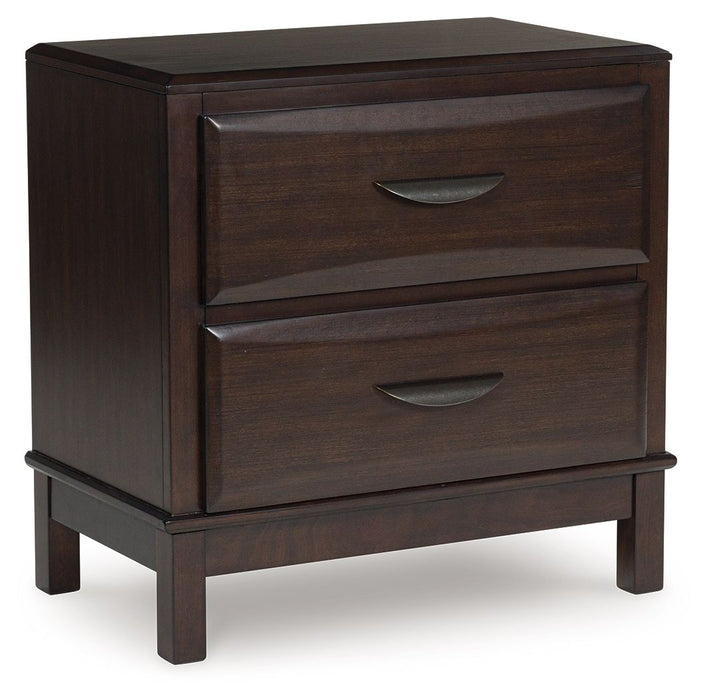 Vanmore - Two Drawer Night Stand - Dark Brown – Accent Nightstands by Benchcraft® at Furniture Wholesale Plus , Nashville furniture store