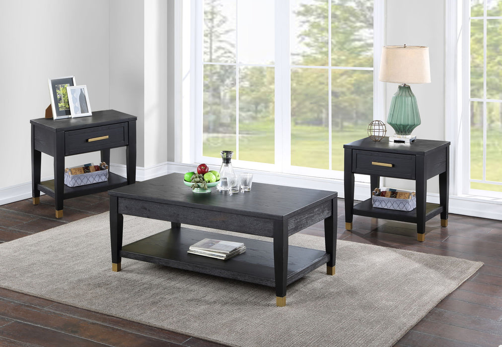 Yves - Cocktail & 2 End Table Set - Black – Table Sets by Steve Silver Furniture at Furniture Wholesale Plus , Nashville furniture store