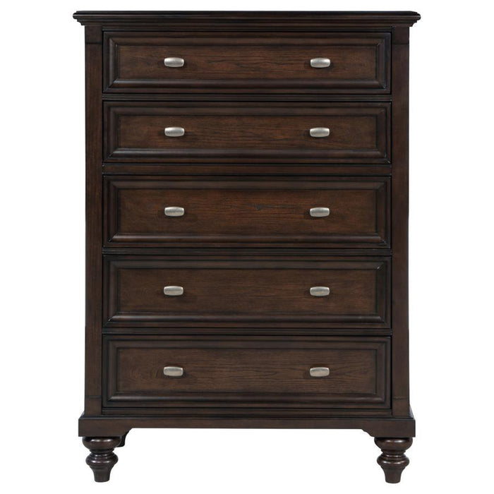 Andover - 5-Drawer Chest Of Drawers - Dark Oak – Accent Chests by Coaster Fine Furniture at Furniture Wholesale Plus , Nashville furniture store