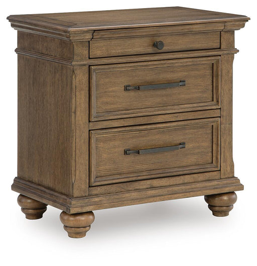 Karallin - Three Drawer Night Stand - Medium Brown – Accent Nightstands by Signature Design by Ashley® at Furniture Wholesale Plus , Nashville furniture store