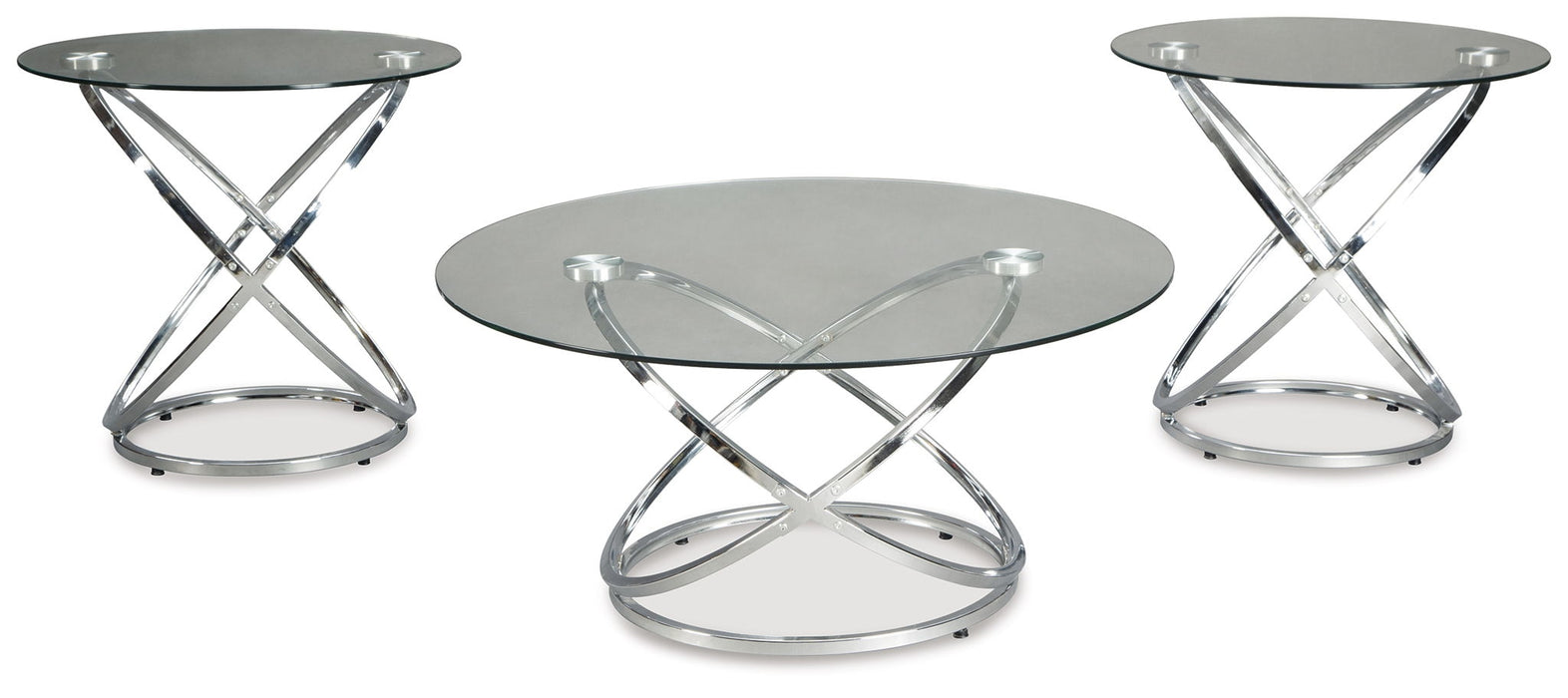 Hollynyx - Occasional Table Set (Set of 3) - Chrome Finish – Table Sets by Signature Design by Ashley® at Furniture Wholesale Plus , Nashville furniture store