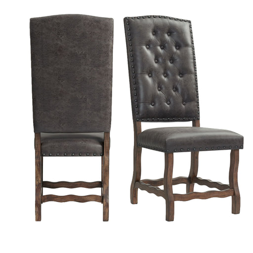 Gramercy - Tufted Tall Back Side Chair (Set of 2) - Chocolate – Chair Sets by Elements International at Furniture Wholesale Plus , Nashville furniture store