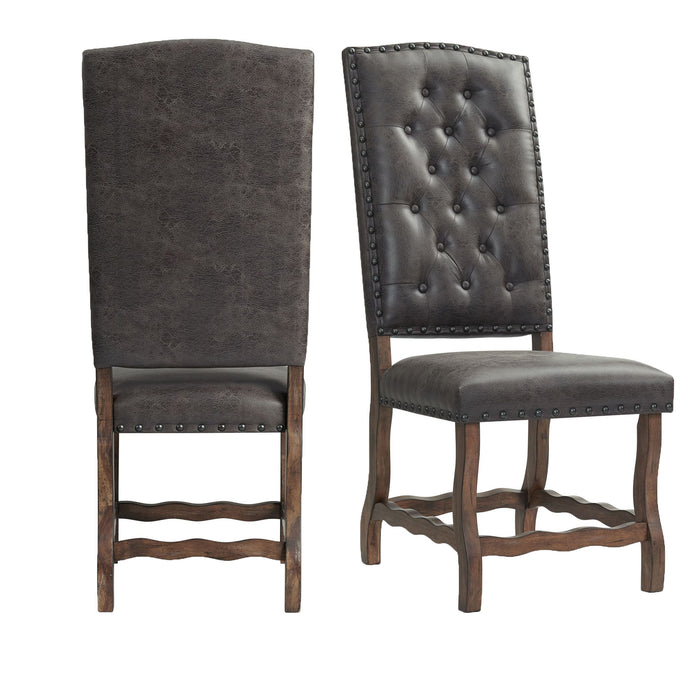 Gramercy - Tufted Tall Back Side Chair (Set of 2) - Chocolate – Chair Sets by Elements International at Furniture Wholesale Plus , Nashville furniture store