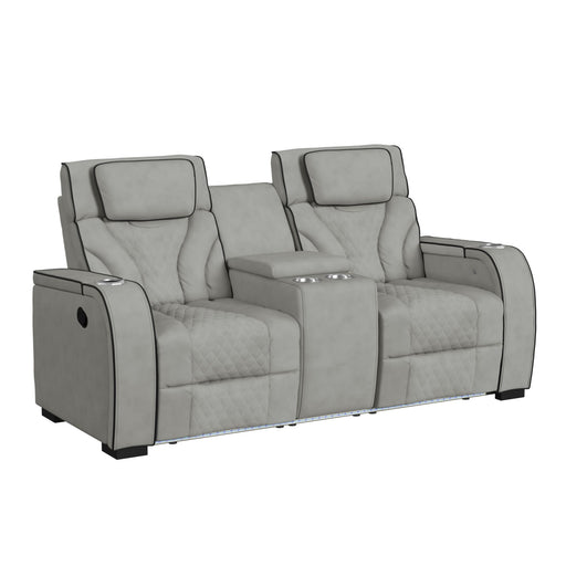 Blitz - Motion Loveseat With Console, And LED – Reclining Loveseats by Elements International at Furniture Wholesale Plus , Nashville furniture store
