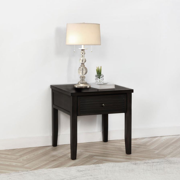 Concord - 1-Drawer Square End Table - Distressed Java – End Tables by Coaster Fine Furniture at Furniture Wholesale Plus , Nashville furniture store