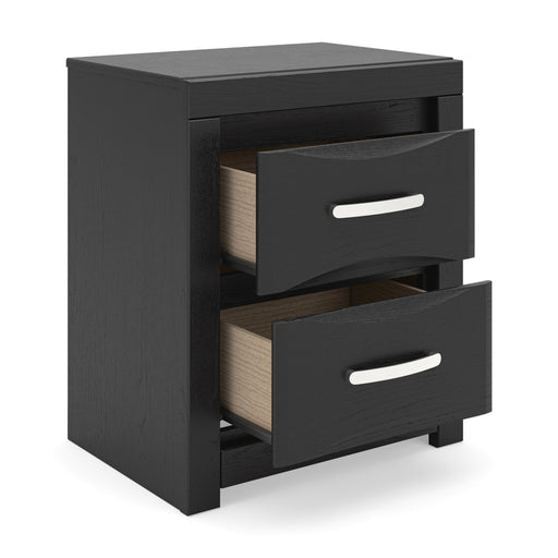 Stabotta - Two Drawer Night Stand - Black – Nightstands w/ Charging Stations by Signature Design by Ashley® at Furniture Wholesale Plus , Nashville furniture store