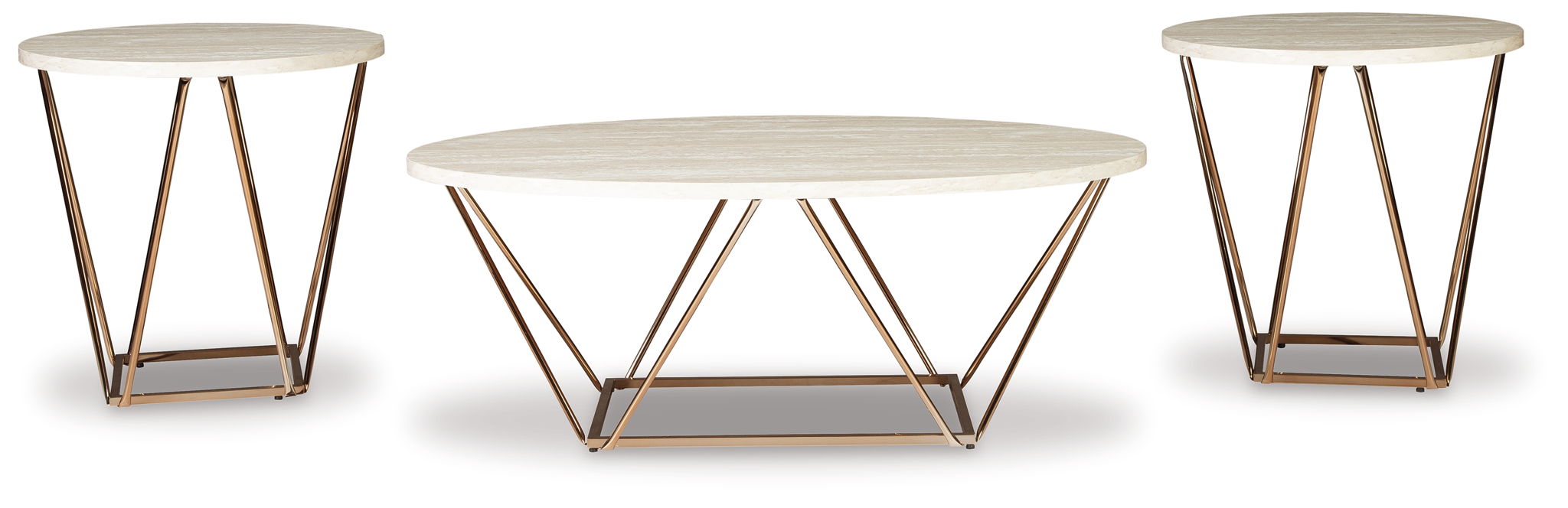 Tarica - Occasional Table Set (Set of 3) - White / Metallic – Table Sets by Signature Design by Ashley® at Furniture Wholesale Plus , Nashville furniture store