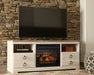 Willowton - 2 Pc. - 64" TV Stand With Faux Firebrick Fireplace Insert - Whitewash – Fireplace TV Stands by Signature Design by Ashley® at Furniture Wholesale Plus , Nashville furniture store