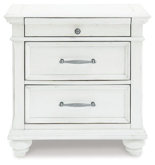 Kanwyn - Three Drawer Night Stand - Whitewash – Accent Nightstands by Benchcraft® at Furniture Wholesale Plus , Nashville furniture store
