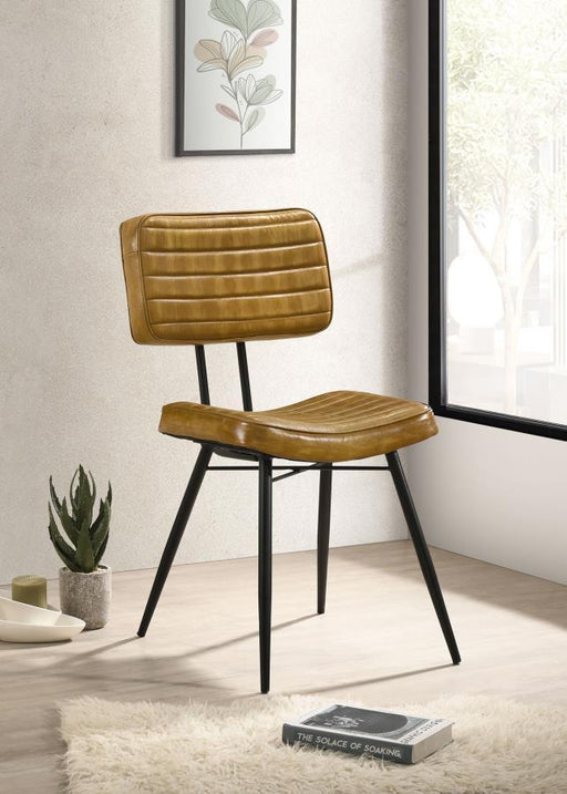 Misty - Leather Upholstered Dining Side Chair (Set of 2) - Camel - Premium Chair Sets from CoasterEssence - Just $499! Shop now at Furniture Wholesale Plus  We are the best furniture store in Nashville, Hendersonville, Goodlettsville, Madison, Antioch, Mount Juliet, Lebanon, Gallatin, Springfield, Murfreesboro, Franklin, Brentwood