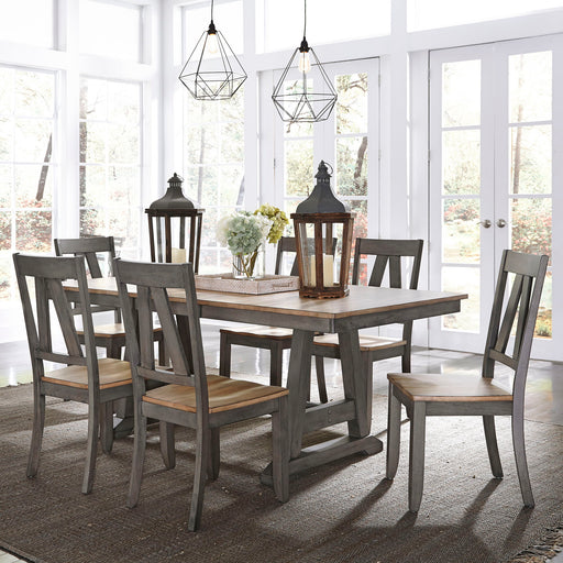 Lindsey Farm - Trestle Table Set – 5 Piece Dining Room Sets by Liberty Furniture at Furniture Wholesale Plus , Nashville furniture store
