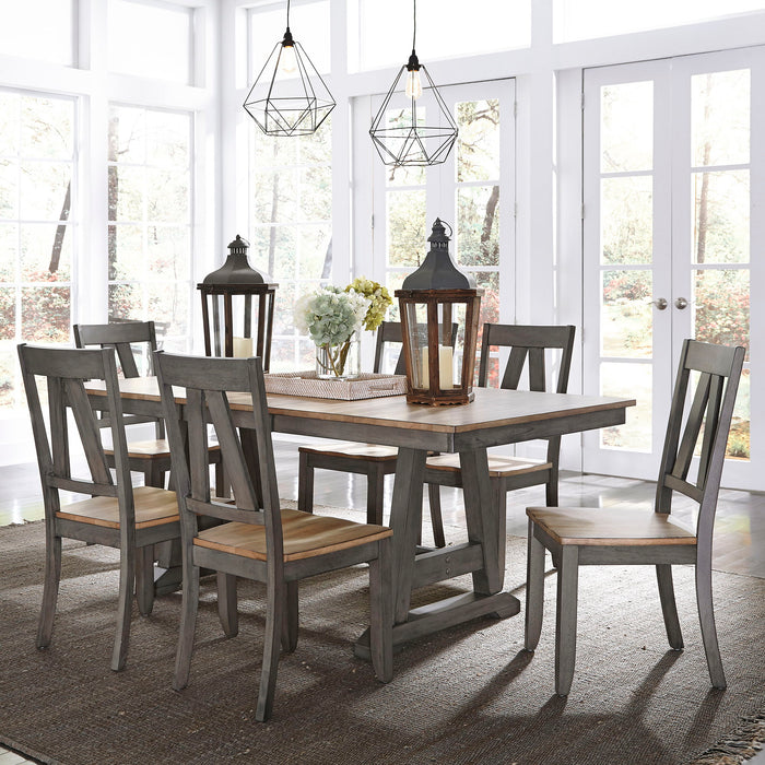 Lindsey Farm - Trestle Table Set – 5 Piece Dining Room Sets by Liberty Furniture at Furniture Wholesale Plus , Nashville furniture store