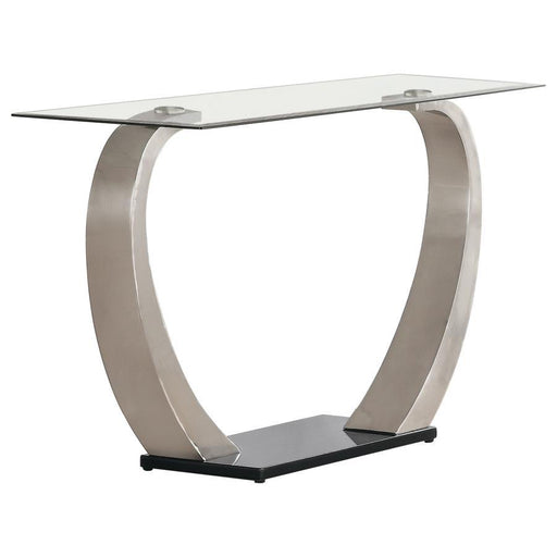 Pruitt - Glass Top Metal Base Table – Console Tables by CoasterEssence at Furniture Wholesale Plus , Nashville furniture store