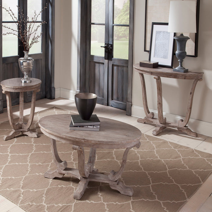 Greystone Mill - 3 Piece Table Set (1 Cocktail 2 End Tables) - Stone White Wash / Wirebrush Distressing – Table Sets by Liberty Furniture at Furniture Wholesale Plus , Nashville furniture store
