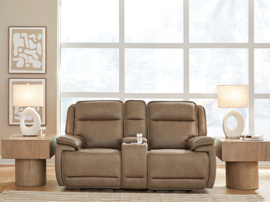 Glencroft - Power Reclining Loveseat With Console / Adjustable Headrest - Sahara – Reclining Loveseats by Signature Design by Ashley® at Furniture Wholesale Plus , Nashville furniture store