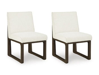 Radkin - Dining Upholstered Side Chair (Set of 2) - Off White / Brown – Chair Sets by Signature Design by Ashley® at Furniture Wholesale Plus , Nashville furniture store