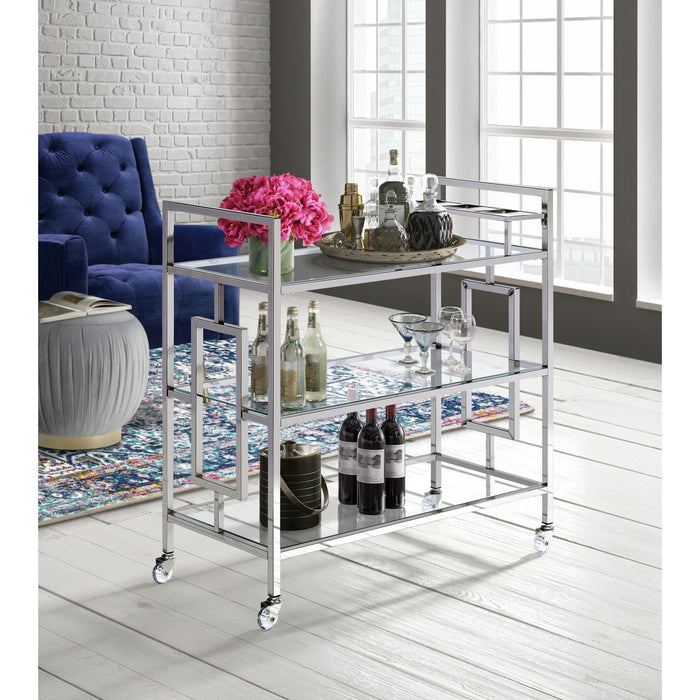 Ezra - Serving Bar Cart - Chrome – Bar Carts by Elements International at Furniture Wholesale Plus , Nashville furniture store