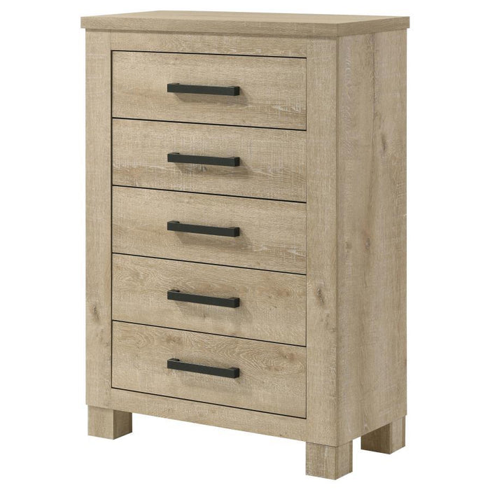 Oakglen - 5-Drawer Bedroom Chest Of Drawers - Weathered Oak – Accent Chests by Coaster Fine Furniture at Furniture Wholesale Plus , Nashville furniture store