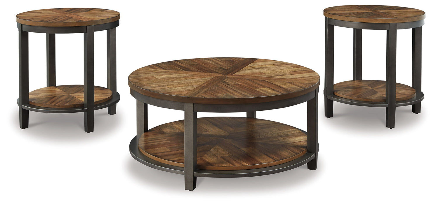 Roybeck - Occasional Table Set (Set of 3) - Light Brown / Bronze – Table Sets by Signature Design by Ashley® at Furniture Wholesale Plus , Nashville furniture store