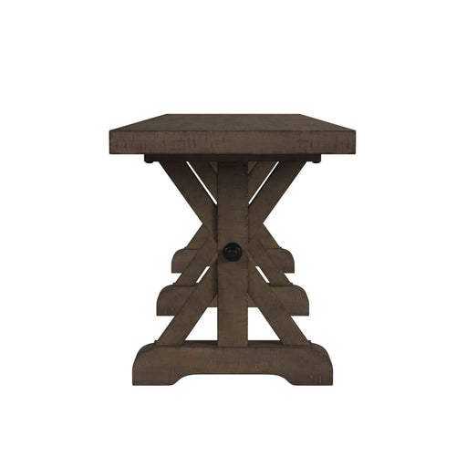 Yellowstone - Dining Bench With Metal Bar Cross - Medium Brown – Dining Benches by Elements International at Furniture Wholesale Plus , Nashville furniture store
