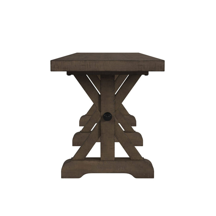 Yellowstone - Dining Bench With Metal Bar Cross - Medium Brown – Dining Benches by Elements International at Furniture Wholesale Plus , Nashville furniture store