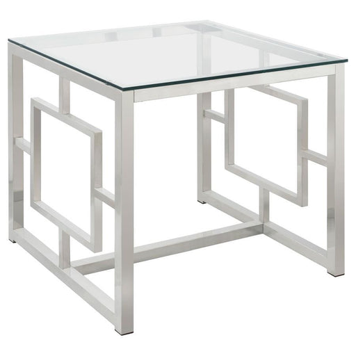 Merced - Glass Top Metal Table – End Tables by CoasterEssence at Furniture Wholesale Plus , Nashville furniture store