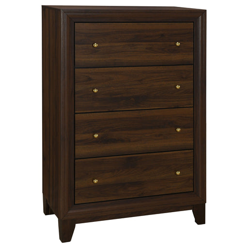 Welsley - 4-Drawer Chest Of Drawers - Walnut – Accent Chests by Coaster Fine Furniture at Furniture Wholesale Plus , Nashville furniture store