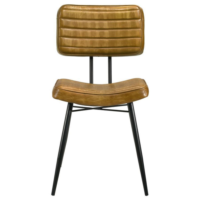 Misty - Leather Upholstered Dining Side Chair (Set of 2) - Camel - Premium Chair Sets from CoasterEssence - Just $499! Shop now at Furniture Wholesale Plus  We are the best furniture store in Nashville, Hendersonville, Goodlettsville, Madison, Antioch, Mount Juliet, Lebanon, Gallatin, Springfield, Murfreesboro, Franklin, Brentwood