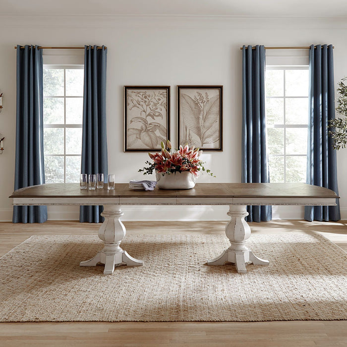 Magnolia Manor - Double Pedestal Table - Antique White – Dining Tables by Liberty Furniture at Furniture Wholesale Plus , Nashville furniture store