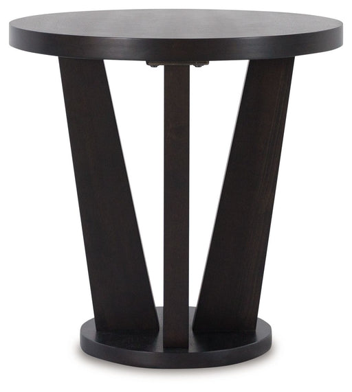 Chasinfield - Round End Table - Dark Brown – End Tables by Signature Design by Ashley® at Furniture Wholesale Plus , Nashville furniture store