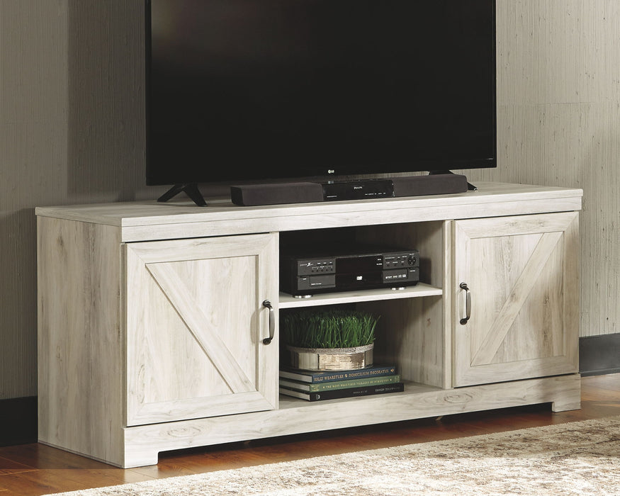 Bellaby - Entertainment Center - TV Stand With Faux Firebrick Fireplace Insert - Whitewash – Entertainment Centers by Signature Design by Ashley® at Furniture Wholesale Plus , Nashville furniture store