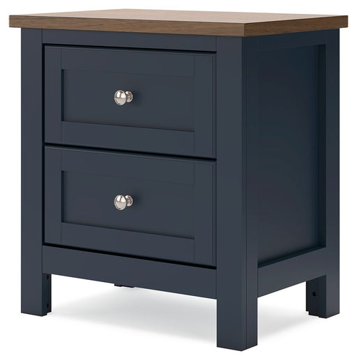 Landocken - Two Drawer Night Stand - Brown / Blue – Accent Nightstands by Signature Design by Ashley® at Furniture Wholesale Plus , Nashville furniture store
